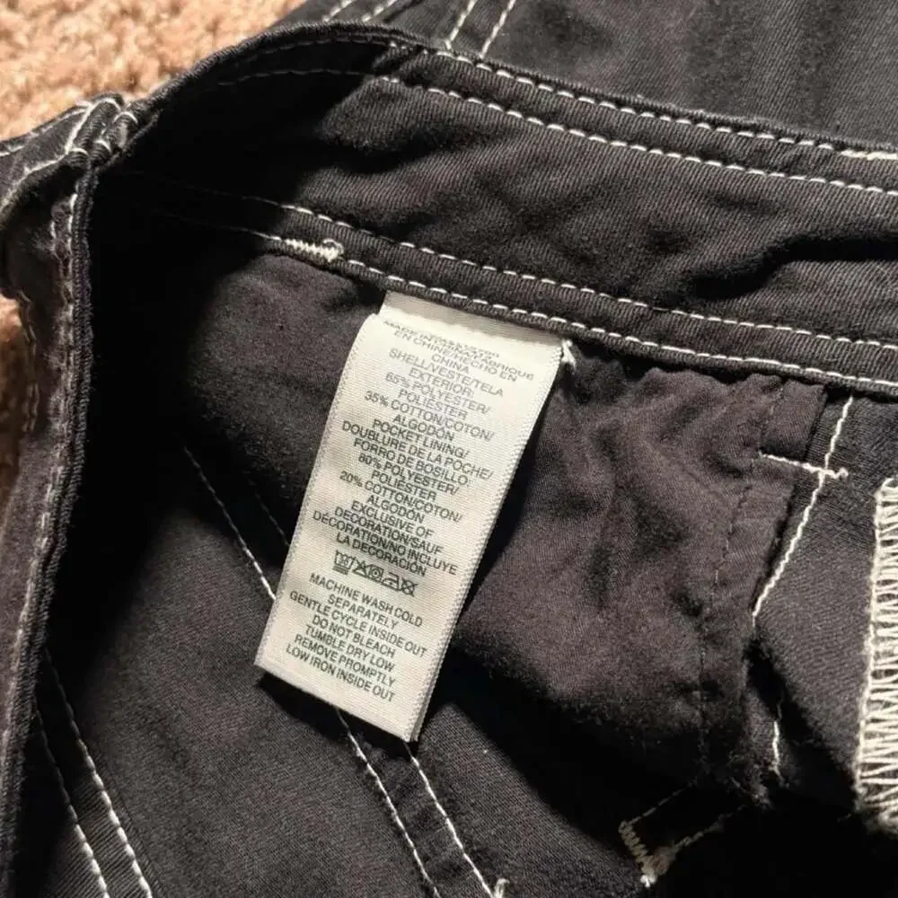 True Religion Black Contrast Stitch Cargo Pants
